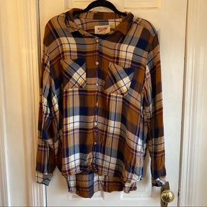 Target "Mossimo" brown, pink, and navy flannel
